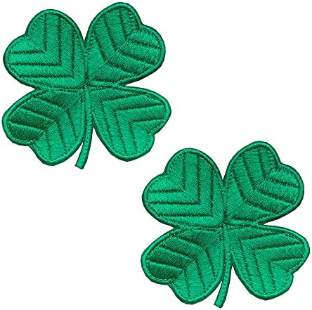2 Опаковане на Ирландската Детелина Изумрудено Зелено Великден Честит 4-Листовый Бродирана Емблема на Ирландия Щастлив Детелина Желязна