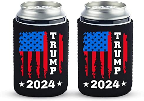 Голямата заплаха на Доналд Тръмп 2024 - Върни Америка - Кулата Могат да Охладители политически напитки Coolies-Черен (2)