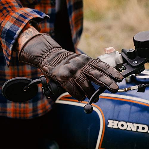 Мотоциклетни ръкавици Indie Ridge от висококачествена естествена кожа (кафяв) с пълна ръкавица и сензорен екран мобилен телефон (X-Large)