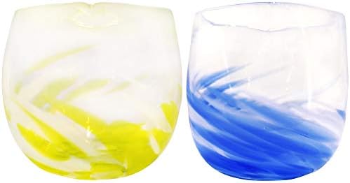 Чаша Tida Кобо (жълто, синьо), Диаметър 3.1 инча (8 см), Голям Волнистое сърце, Опаковки от 2