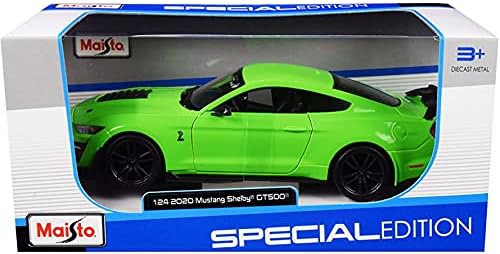 Автомобил, произведен под налягане, с Витрина - Ford Mustang Shelby GT500 2020 година, Ярко зелено - Maisto 31532GN - Играчка
