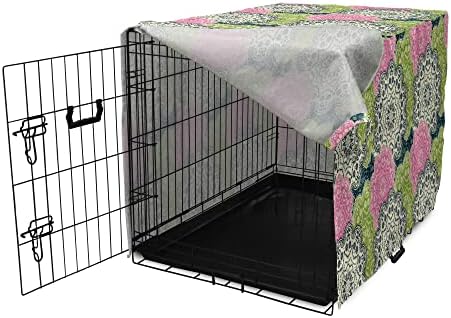 Foldout Калъф за клетка за кучета във формата на Мандала, Цветен Орнамент с традиционните Флорални Мотиви, Кръгла Празнина,