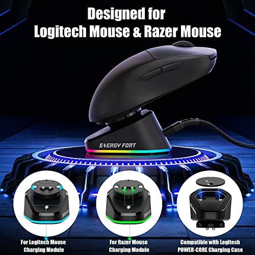 Док-станция за зареждане на мишката на Razer, която е съвместима с безжични игрови мишки Razer Mouse/Logitech Mouse G Pro X Superlight, G502/G502X Lightspeed, G703, G903 Lightspeed, станция за зареждане на миш