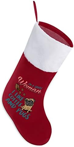 Аз Обичам Кафе Мопсчетата Коледни Чорапи Отглеждане на Коледна Елха Дядо коледа Декорации Висящи Украса за Камината Празник 16,5