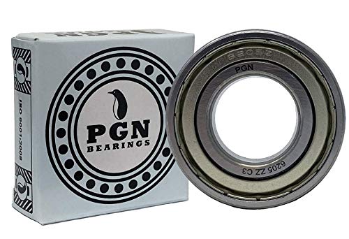 Носещи PGN (2 опаковки) 6205-ZZ - Фланец сачмен лагер от хромирана стомана със смазка - Лагери 25x52x15 мм с метален екран