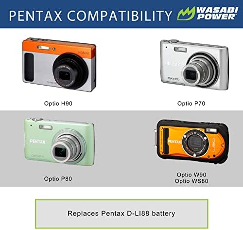 Батерия Wasabi Power за Pentax D-LI88 и Pentax Optio H90, P70, P80, W90, WS80