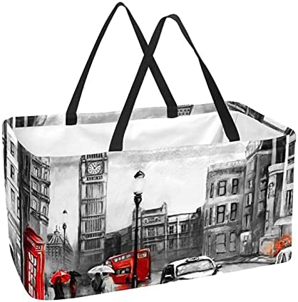 50L Чанти за пазаруване Лондон Биг Бен Сгъваема Кутия За Покупки на Продукта Чанта-тоут с Дръжки, Множество