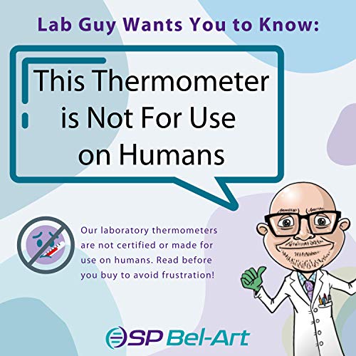 SP Bel-Art, лабораторен термометър H-B DURAC общо предназначение Течността в чаша; от -40 до 120F, гмуркане 76 мм, пълнеж органична течност (B60800-2600)