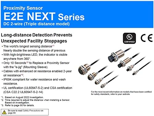 E2E-X3D18-M1TGJ-T 0,3 м M8 3 мм, Защитен Двухпроводный цилиндричен сензор за близост за постоянен ток, БЕЗ предварително публикуване