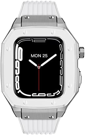 Калъф за часа KANUZ от сплав Каишка за Apple Watch Серия 7 6 5 4 SE 45 мм 42 мм 44 мм Луксозен Метален Гумена каишка за часовник от