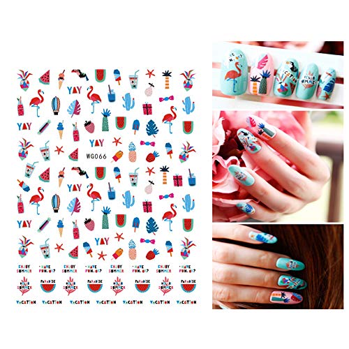 Етикети за Дизайн на ноктите с Фламинго, Стикери За Дизайн на Ноктите, 3D Самозалепващи Стикери за нокти с Листа Фламинго, Дизайн
