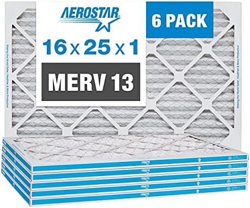 Aerostar 16x25x1 MERV 11 Плиссированный въздушен филтър, въздушен филтър пещ за променлив ток, 6 опаковки (Застроена площ: 15 3/4 x 24 3/4x
