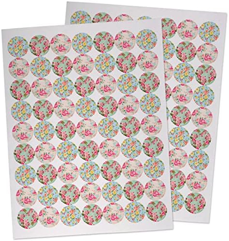 Реколта стикери с цветя - 3 Цветни рисунки на Тапета - Ретро-стикери с цветя за Пликове, Бизнес поръчки, опаковане (пакетиране с 126