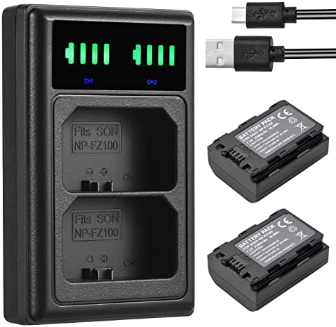 Зарядно устройство XIXIAN NP-FZ100 с led индикатори + 2 бр. Батерии NP-FZ100 7,2 В 2280 ма с USB-кабел за зареждане на Замяна за