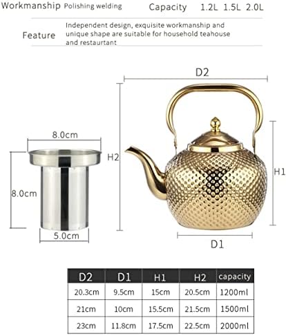 UXZDX Повдигаща дръжка на чайник от неръждаема стомана с чайным филтър Сребрист или златист цвят е Подходящ за индукционна печка