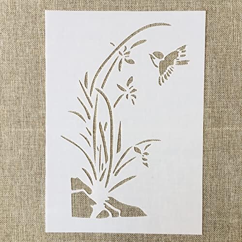 TIAMECH 6 Бр. Шаблони за птици и цветя, за Рисуване, за многократна употреба Шаблони за Наслояване Спароу от Бамбук, за