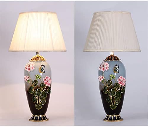 PQKDY Настолна лампа цвят на емайла в европейски Стил, Изцяло Медни, Нощна лампа за Спални, Чеиз за Сватбената стая, Топли лампи (Цвят: Бутон превключвател, размер: 40 * 74