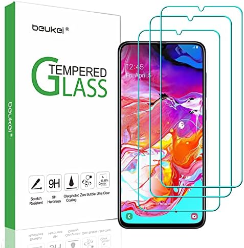 beukei (3 опаковки) за Samsung Galaxy A70 и Galaxy A70S Защитно фолио за екран от закалено стъкло, защита от надраскване, без