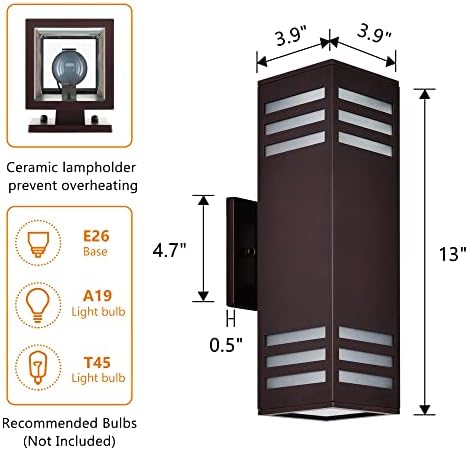 Улично осветление Стена Housen Solutions 2 бр. В опаковка, Модерни осветителни Тела за верандата, Водоустойчив по стандарт на ETL