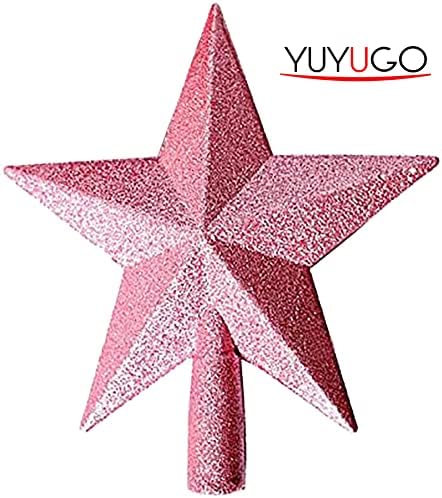 YUYUGO 2 Опаковки Коледната Елха, Розова 5-Остроконечное Звездообразное Украса за Коледната Елха, Аксесоари (6 и 7,9)