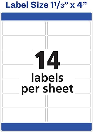 Адресни етикети за печат Ейвъри Easy Peel с надеждна сервиране, 1-1 / 3 x 4, Бели, 1400 Празни пощенски етикети (08462)