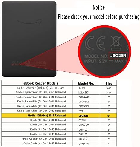 Тънък калъф за Kindle 10-то поколение (модел J9G29R) - Лека Базова Защитна капачка за четец Kindle 2019 от изкуствена кожа премиум-клас