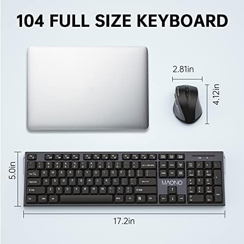 Комбинирана Безжична Клавиатура и мишка MAONO, Безжична клавиатура USB 2,4 G, в пълен размер Мишка с подложка за мишка за