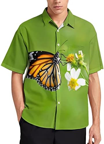 Мъжка Риза с Тигрова Пеперуда Обичайните Размери, Топ Копчета с Къс ръкав и джоб