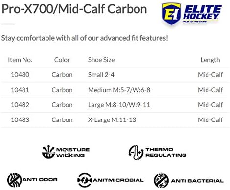 Elite Hockey Pro-X700 Ултра Спортен Бамбук Пръсти за прасец (Carbon, средно)