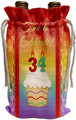 Дизайн на покана за рожден Ден 3dRose Beverly Turner - Cupcake, Брой Свещи, Време, Покана за участие в честването на 34-та годишнина -