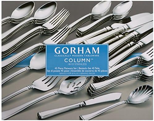 Комплект прибори за хранене Gorham Column от 45 теми, 6,70 паунда, Неръждаема стомана