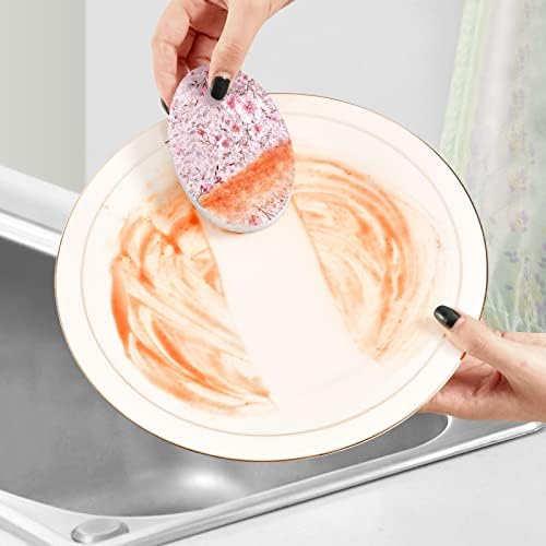 ALAZA Розови Гъба от естествена целулоза с цветен модел на Череши, Кухненска Гъба за миене на съдове, Санитарен възел и битова