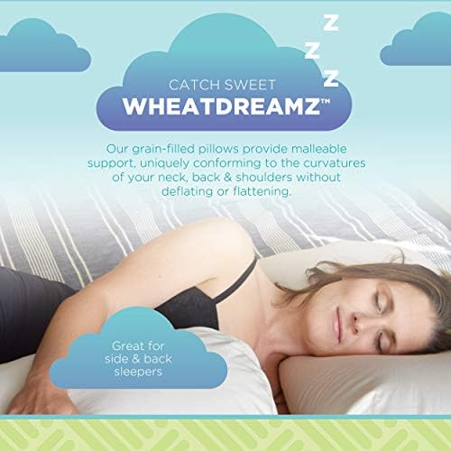 Японската възглавница Bean Products WheatDreamz - Произведено в САЩ - Памучен обвивка на мълния, изпълнен с органични елда,