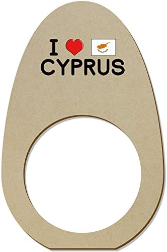 Azeeda 5 x Дървени Пръстени/Притежателите за салфетки I Love Кипър (NR00051758)