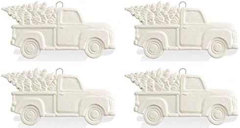 Античен камион с празнична украса на дървото - Комплект от 4 теми - Начертайте своя собствен керамични сувенири за спомен