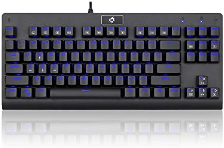 Ръчна Детска клавиатура EagleTec KG040 със синя led RGB подсветка, жичен със сини стрелки, Еквивалентна Компактен бесключевой