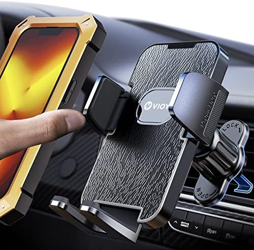 Закопчалка за телефон VIOY за отдушник на автомобил с постоянен скоба-на една кука, въртяща се на 360 °, притежател на телефона без ръце,