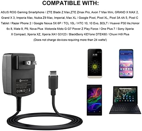 Бързо зарядно устройство за телефон и таблет с конектор USB-C капацитет от 24 W: захранващ Адаптер Type-C за Google Pixel 4a 5 TCL