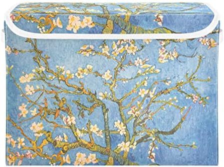 Кутии за съхранение на цветя Бадеми innewgogo Van Gogh с Капаци за организиране на Декоративни Сгъваем Кошница за съхранение с Дръжки от плат