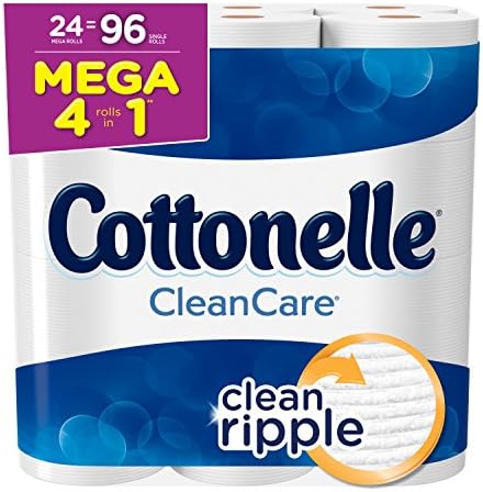 Тоалетна хартия Cottonelle Clean Care, Кърпа за баня, 24 Ролка Тоалетна хартия, Mega