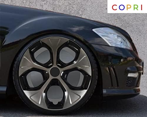 Комплект Copri от 4 Джанти накладки 15 инча, Сребристо-Черен, Капачка на Главината, Защелкивающийся, Подходящ за Toyota Sienna Tercel Matrix