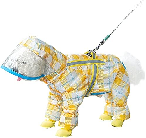 Mitili/ Дъждобран за очарователни кученца, Водоустойчив костюм за четириноги кучета all inclusive с Шапка, Водоустойчив Мушама с нощен светоотражающей