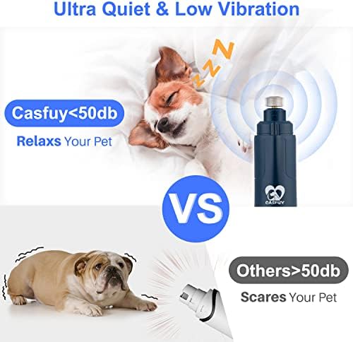 Casfuy Острилка за нокти за кучета с led подсветка - Модернизиран 2 Платна Електрическа Машинка за нокти за домашни любимци, Мощен