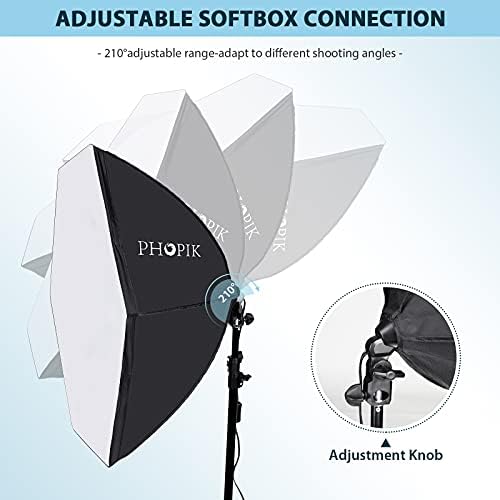 Комплект осветление за фотография PHOPIK Softbox: Обзавеждане за фото студио 30 x 30 см с крушка E27 60W 5400K и стойка за осветление