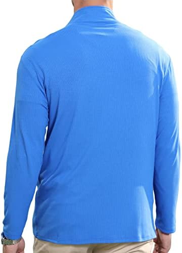 PICKLION Мъжки Блузи с дълъг ръкав и Яка-устойчива На Вертикални Райета джоб с една четвърт Топлинна Пуловер Пуловер