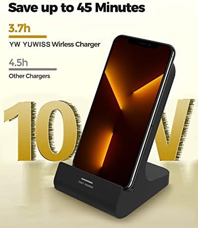 Безжично зарядно устройство YW YUWISS Безжична поставка за зарядно устройство за телефон с мощност не повече от 10 W, съвместимо с Apple iPhone 14 13 12/12 Pro Max/ 11Pro/11Pro Max/XR/XS Max/XS/X/8/ 8Pl