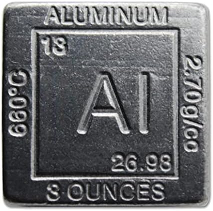 Алуминиев куб 3 грама (1,25 инча) - 99% елемент от чист метал с висока плътност със сертификат за автентичност