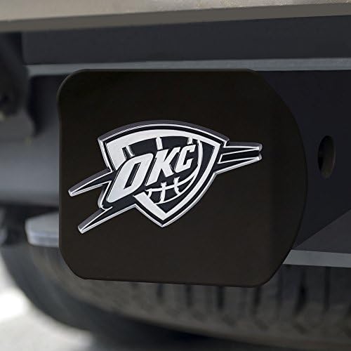 Черен метален калъф за благополучно Oklahoma City Thunder с 3D сиво лого на отбора от FANMATS - Уникален кръг гласове дизайн – Лесен