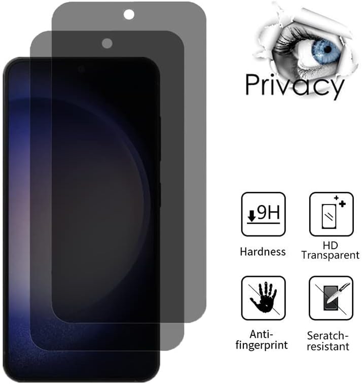 VIESUP за Samsung Galaxy S23 5G Защитно фолио за екрана от шпионин, [2] Лесна инсталация Защитно стъкло фолио за защита от надраскване Galaxy S23 5G 2023 (не поддържа разблокировку пръст?