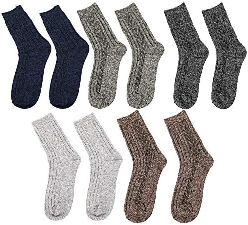 Abaodam 5 Чифта Мъжки Дебели Вълнени Чорапи Терлици Топли Ежедневни Чорапи Уютни Зимни Чорапи